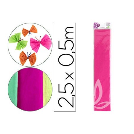 PAPEL CREPE LIDERPAPEL 50 CM X 2,5 M 34G/M2 ROSA FLUORESCENT