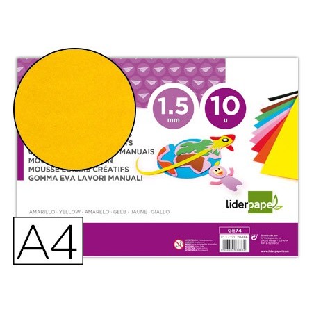 GOMA EVA LIDERPAPEL DIN A4 60G/M2 ESPESSURA 1,5MM AMARELO