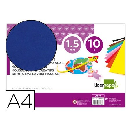 GOMA EVA LIDERPAPEL DIN A4 60G/M2 ESPESSURA 1,5MM AZUL