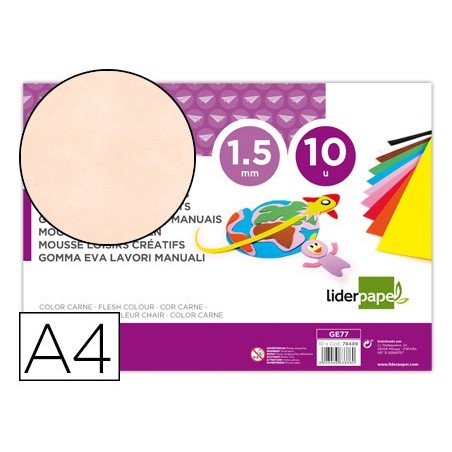 GOMA EVA LIDERPAPEL DIN A4 60G/M2 ESPESSURA 1,5MM CARNE