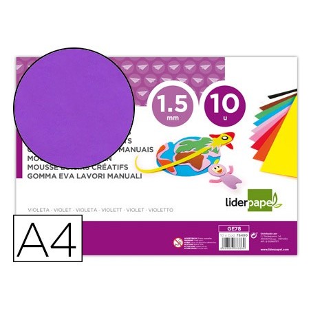 GOMA EVA LIDERPAPEL DIN A4 60G/M2 ESPESSURA 1,5MM VIOLETA