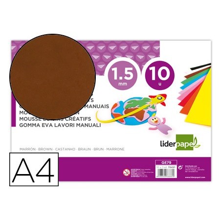 GOMA EVA LIDERPAPEL DIN A4 60G/M2 ESPESSURA 1,5MM CASTANHO