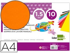 GOMA EVA LIDERPAPEL DIN A4 60G/M2 ESPESSURA 1,5MM LARANJA