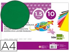 GOMA EVA LIDERPAPEL DIN A4 60G/M2 ESPESSURA 1,5MM VERDE