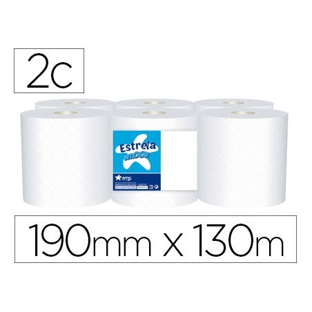 PAPEL SECA MAOS AMOOS 2 CAPAS 190 MM X 130 MT EMBALAGEM DE 6