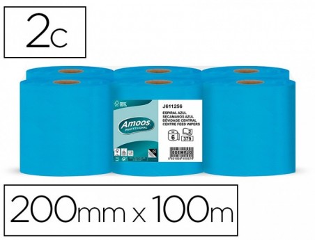 PAPEL SECA MAOS AMOOS 2 CAPAS 200 MM X 100 MT COR AZUL EMBAL