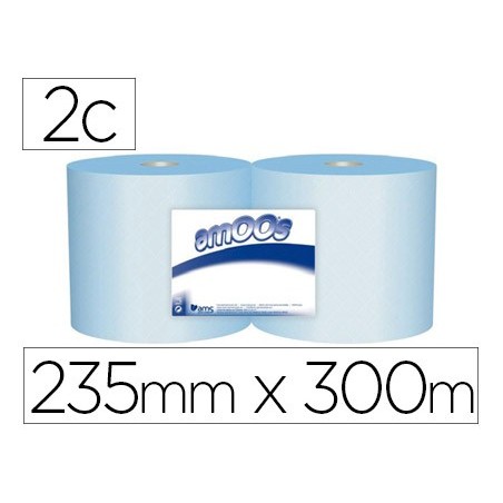 PAPEL SECA MAOS INDUSTRIAL AMOOS 2 CAPAS 235 MM X 300 MT COR