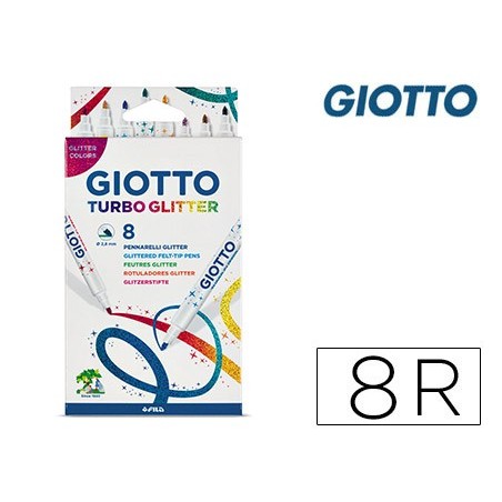 MARCADOR GIOTTO TURBO GLITTER PURPURINA CAIXA DE 8 UNIDADES