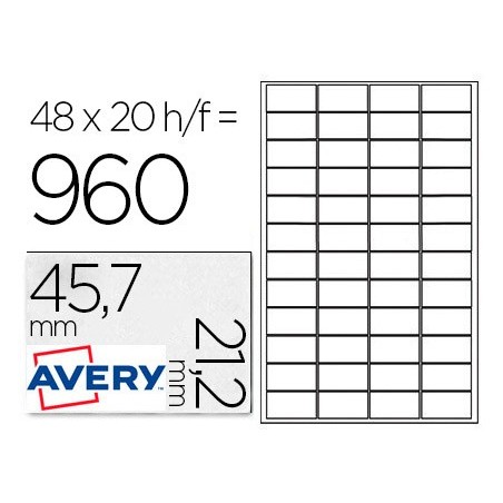 ETIQUETA ADESIVA AVERY POLIESTER PRATA 45,7 X 21,2 MM LASER
