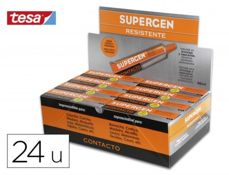 24un PEGAMENTO SUPERGEN CONTACTO INCOLORO 40 ML UNIDAD