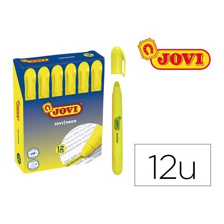 MARCADOR DE CERA GEL JOVI FLUORESCENTE AMARILLO CAJA DE 12 U