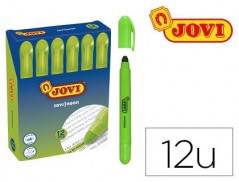 MARCADOR DE CERA GEL JOVI FLUORESCENTE VERDE CAJA DE 12 UNID