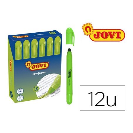 MARCADOR DE CERA GEL JOVI FLUORESCENTE VERDE CAJA DE 12 UNID