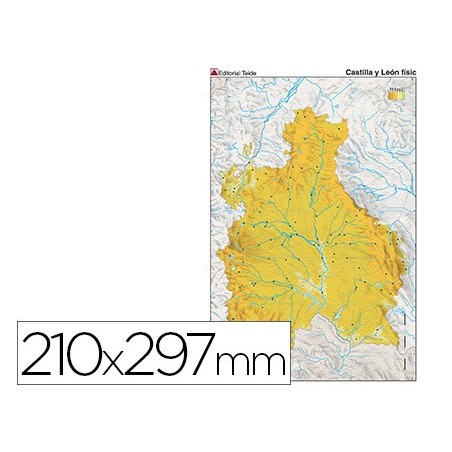 100un MAPA MUDO COLOR DIN A4 CASTILLA-LEON FISICO