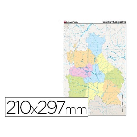 100un MAPA MUDO COLOR DIN A4 CASTILLA-LEON POLITICO