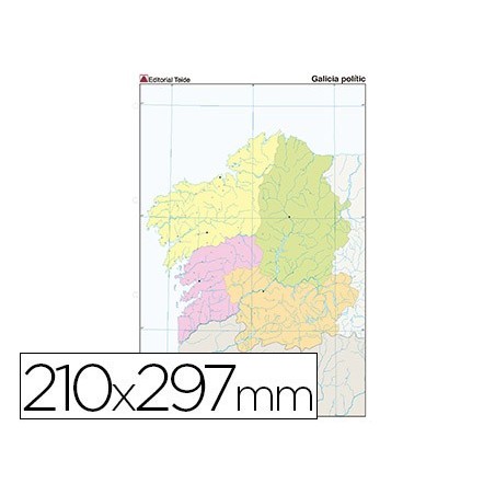100un MAPA MUDO COLOR DIN A4 GALICIA POLITICO