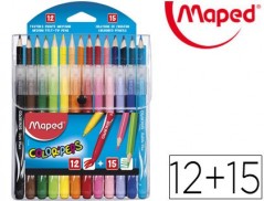PACK COMBO MAPED COLOR PEPS 12 ROTULADORES + 15 LAPICES DE C