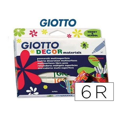 MARCADOR GIOTTO DECOR MATERIALS CAIXA DE 6 CORES SORTIDAS