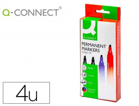 MARCADOR Q-CONNECT MARCADOR PERMANENTE ESTOJO DE 4 CORES SOR