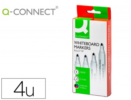 MARCADOR Q-CONNECT QUADRO BRANCO 4 CORES SORTIDAS PONTA REDO