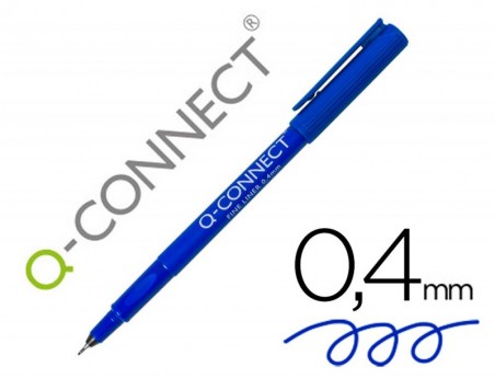 10un MARCADOR Q-CONNECT PONTA DE FIBRA FINE LINER AZUL 0.4 M