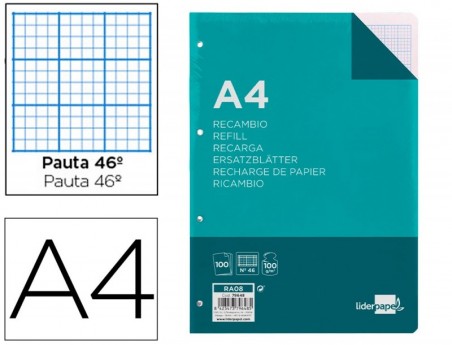 RECARGA LIDERPAPEL A4 100 FOLHAS 100 G/M2 PAUTA N? 46 4 FURO