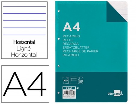 RECARGA LIDERPAPEL A4 100 FOLHAS 100 G/M2 PAUTADO HORIZONTAL