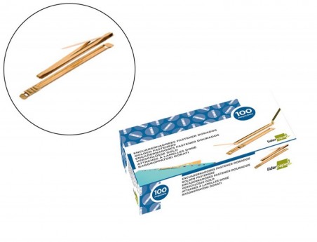 ENCUADERNADOR FASTENER DORADO LIDERPAPEL -CAJA DE 100 RETRAC