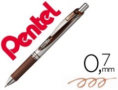 12un ROLLER PENTEL BL77 0,7 MM ENERGEL RETRATIL CASTANHO