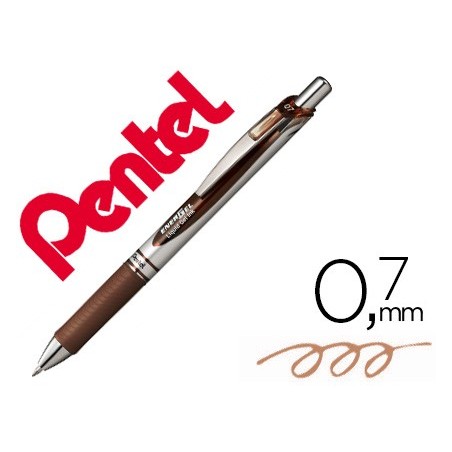 12un ROLLER PENTEL BL77 0,7 MM ENERGEL RETRATIL CASTANHO