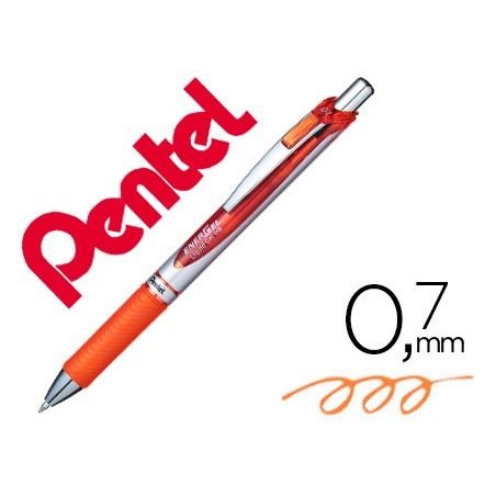 12un ROLLER PENTEL BL77 0,7 MM ENERGEL RETRATIL LARANJA