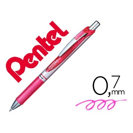 12un ROLLER PENTEL BL77 0,7 MM ENERGEL RETRATIL ROSA