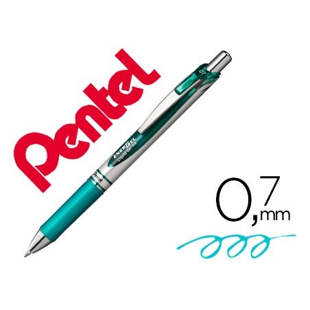 12un ROLLER PENTEL BL77 0,7 MM ENERGEL RETRATIL AZUL TURQUES
