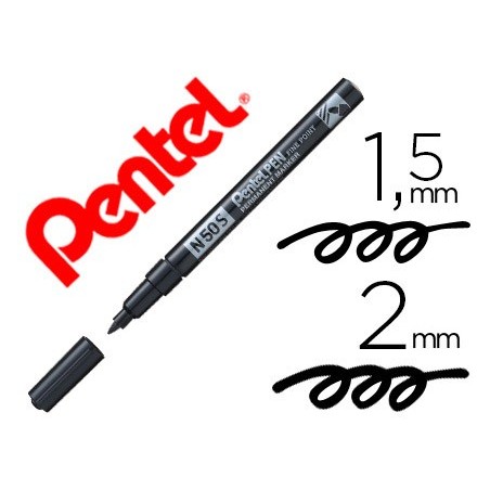 12un MARCADOR PENTEL N50S PERMANENTE COR PRETO 1,5/2 MM