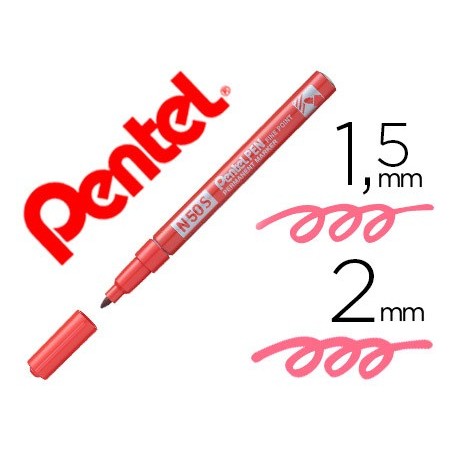 12un MARCADOR PENTEL N50S PERMANENTE COR VERMELHO 1,5/2 MM