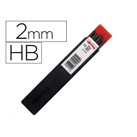 MINAS ROTRING GRAFITE 2 MM HB ESTOJO DE 12 MINAS
