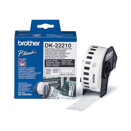 ETIQUETAS CONTINUAS BROTHER DK22210 BRANCO 29MM X 30,48M PAP