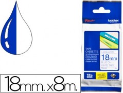 FITA BROTHER TZ-243 LAMINADA BRANCO-AZUL 18MM X 8M