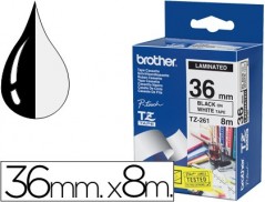 FITA BROTHER TZ-261 LAMINADA BRANCO-PRETO 36MM X 8M