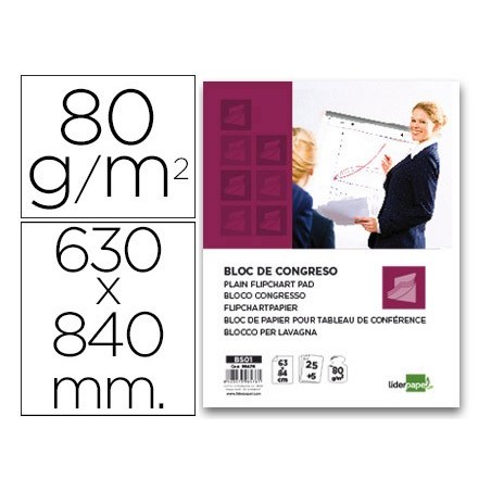 BLOCO CONGRESSO LIDERPAPEL 25 FOLHAS TAMANHO 63X84 CM