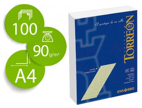 PAPEL TORREON A4, 90 GRS/Mì, EMBAL, 100 FOLHAS, BRANCO
