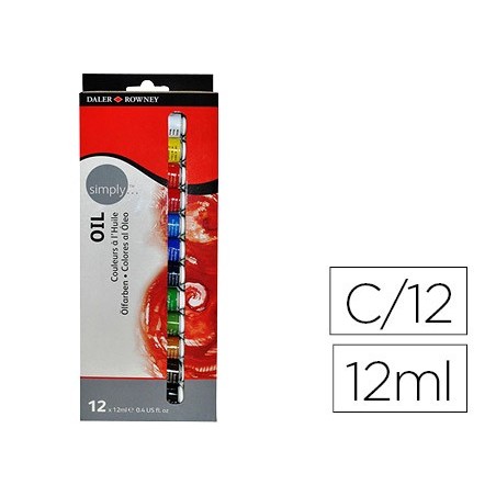 PINTURA OLEO DALER ROWNEY SIMPLY CAIXA DE 12 CORES SORTIDAS