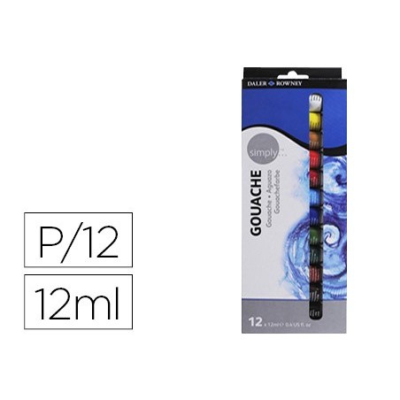 PINTURA GOUACHE DALER ROWNEY SIMPLY CAIXA DE 12 CORES SORTID