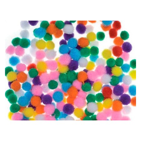 POMPONS 10 MM BOLSA DE 200 UNIDADES CORES SORTIDOS