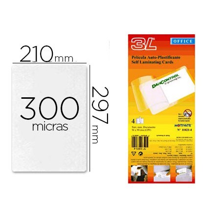 BOLSA DE PLASTIFICAR MANUAL 3L OFFICE  A FRIO 300 MC  DIN A4