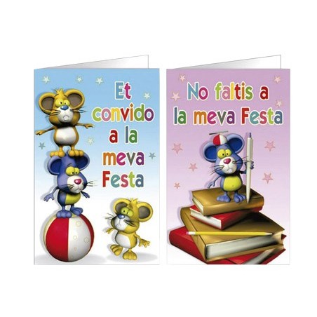 15un CARTAO DE CONVITE ARGUVAL FANTASIA RATONES BLISTER 8 UN