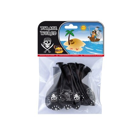 BALOES PIRATAS IMPRESSOS TODO Á VOLTA BOLSA DE 8 UNIDADES