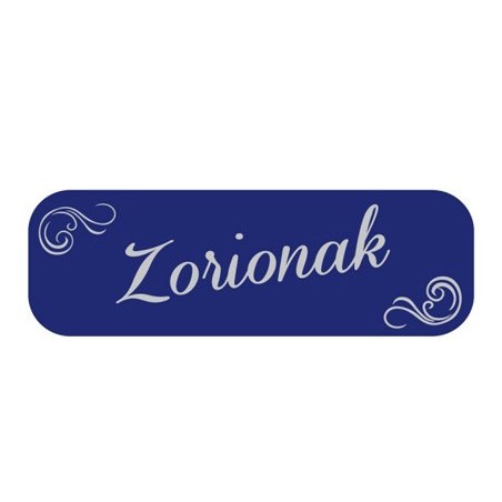 ETIQUETA ARGUVAL ZORIONAK AZUL 15 X 45 MM ROLLO DE 250 UNIDA