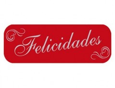 ETIQUETA ARGUVAL ROJA FELICIDADES ROLLO DE 250 ETIQUETAS