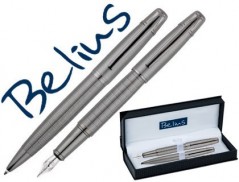 CONJUNTO BELIUS ESFEROGRAFICA E CANETA GOREME CROMADO COM AD
